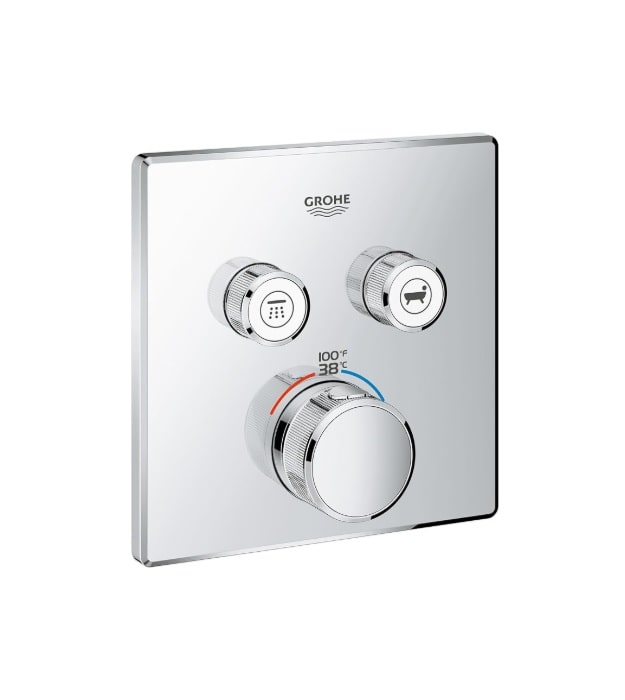 Grohe Grohtherm SmartControl Dual Function Shower Trim 2 Grohe 29141000 Grohtherm SmartControl Thermostatic Trim Square Chrome