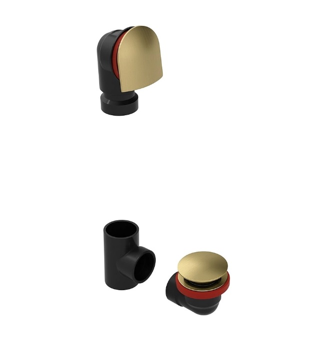 OS&B 6040QK-BG Brushed Gold Bathtub Waste & Overflow Drain