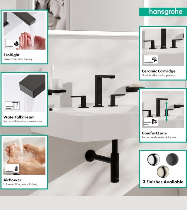 Hansgrohe Tecturis E Widespread Faucet 150 With Drain 9 Hansgrohe Tecturis E Widespread Faucet 150 With Drain - Image 4