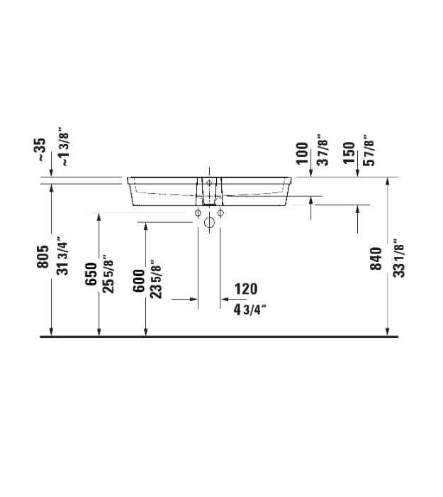 Duravit 0384800017 32-Inch ADA Bathroom Sink 8 Duravit 0384800017 32-Inch ADA Bathroom Sink - Image 3