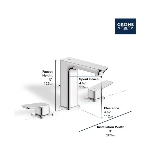Grohe Cubeo Widespread Bathroom Faucet 101922 13 Grohe Cubeo Widespread Bathroom Faucet 101922 - Image 8