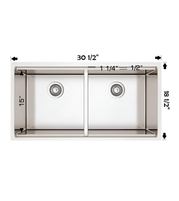 Bosco 20D030 30" Double Bowl 16 Gauge Kitchen Sink 2 Bosco 20D030 30" Double Bowl 16 Gauge Kitchen Sink
