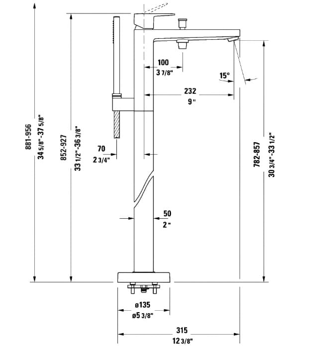 Duravit DS5250000 DuraSquare Freestanding Bath Mixer 9 Duravit DS5250000 DuraSquare Freestanding Bath Mixer - Image 4