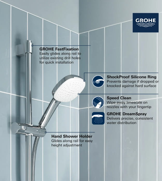 Grohe 26783002 Tempesta Square 110 24" Shower Rail Set 9 Grohe 26783002 Tempesta Square 110 24" Shower Rail Set - Image 4