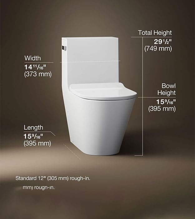 Kohler Brazn K-22378 Elongated One-Piece Toilet 11 Kohler Brazn K-22378-0 Elongated Skirted Toilet