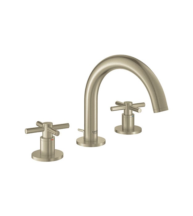 Grohe Atrio New LOW ARC Widespread Faucet Brushed Nickel Cross Handles min