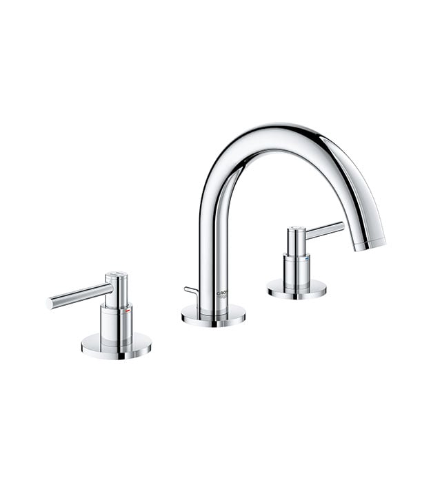 Grohe Atrio New LOW ARC Widespread Faucet Chrome Lever Handles min