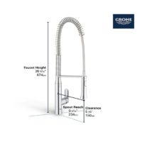 Grohe K7 Long Spout Pre-Rinse Kitchen Tap - Image 3