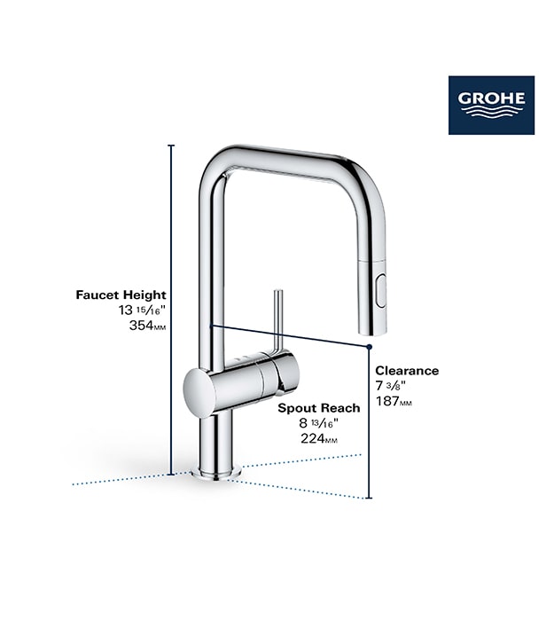 Grohe Minta Long Reach Pull Down Kitchen Faucet S2 min