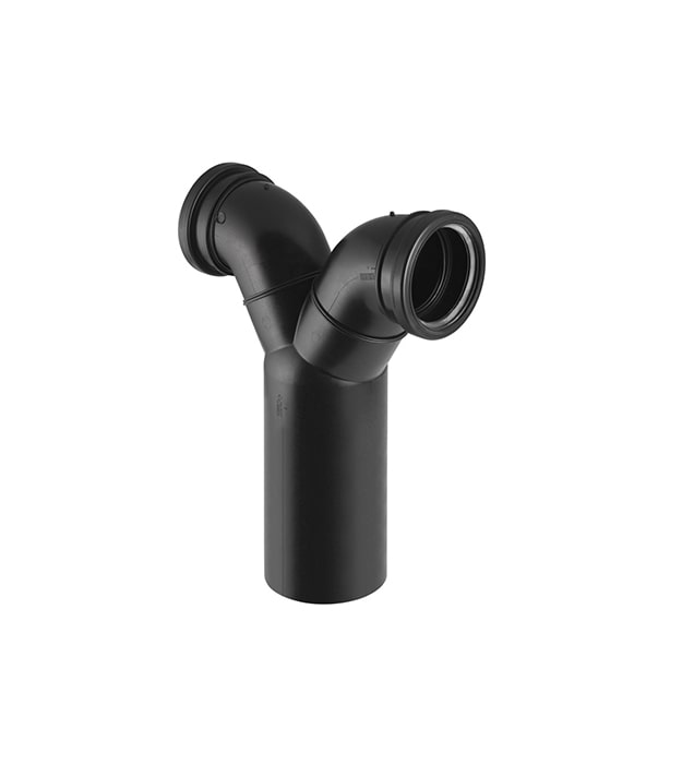 Geberit HDPE back-to-back Y connector for vertical drain pipe
