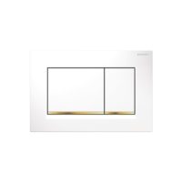 Geberit Sigma30 In-Wall Dual Flush Plates White with polished gold accent-min
