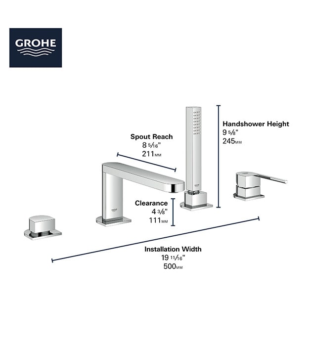 Grohe Plus 4-Hole Roman Tub Faucet S1-min