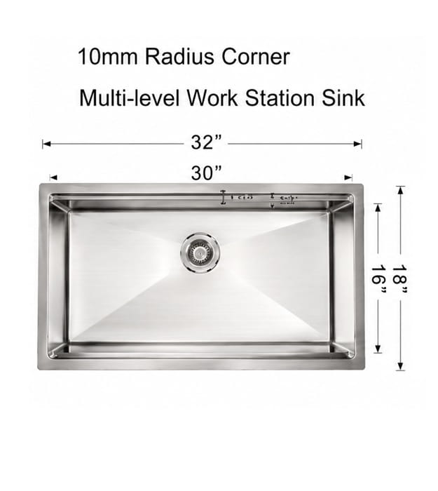 TECO 1311 32" Multi-Level Workstation Kitchen Sink 16 Gauge