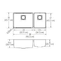 Franke Pescara 38" Double Bowl Stainless Steel Kitchen Sink PTX160-37-CA