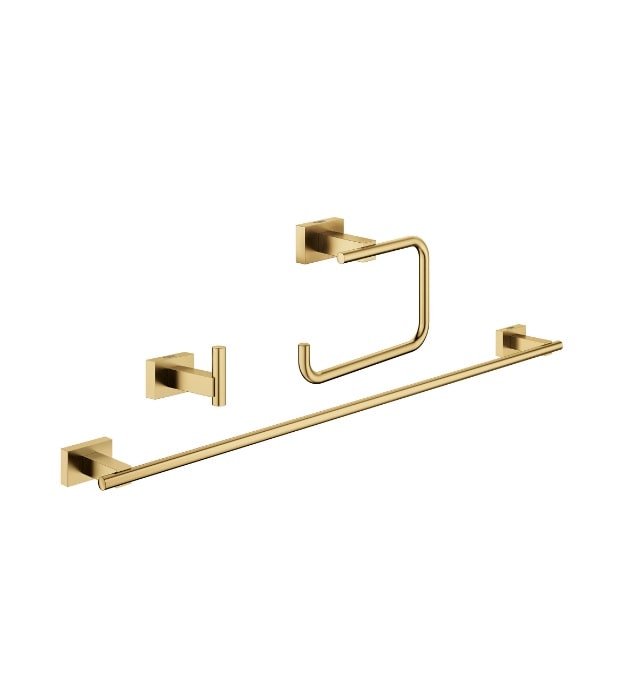 Grohe Essentials Cube Brushed Gold Bathroom Accessory Kit