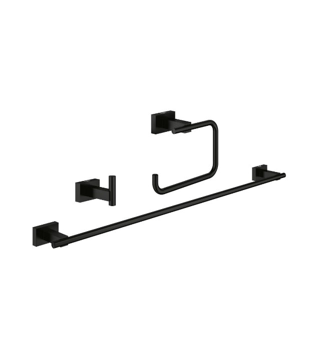 Grohe Essentials Cube Matte Black Bathroom Accessory Kit 407772431