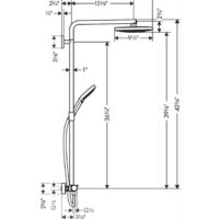 Hansgrohe 27129001 Raindance Select S Showerpipe shower system dimensions