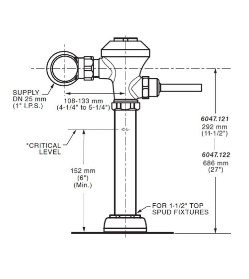 American Standard Ultima Flush Valve - 1.28 GPF, 11.5" Rough-In, Manual Diaphragm Type Toilet Valve - View #8
