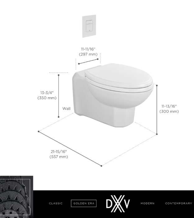 DXV Belshire Wall Mounted Toilet D23050A000 Dimensions