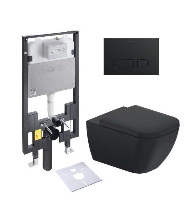 Duravit Happy D.2 Matte Black Wall-Mount Toilet Kit 2222098992