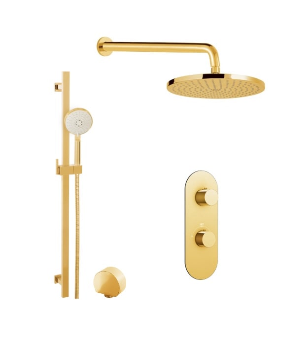 Aquabrass Brushed Gold Thermostatic Shower Kit