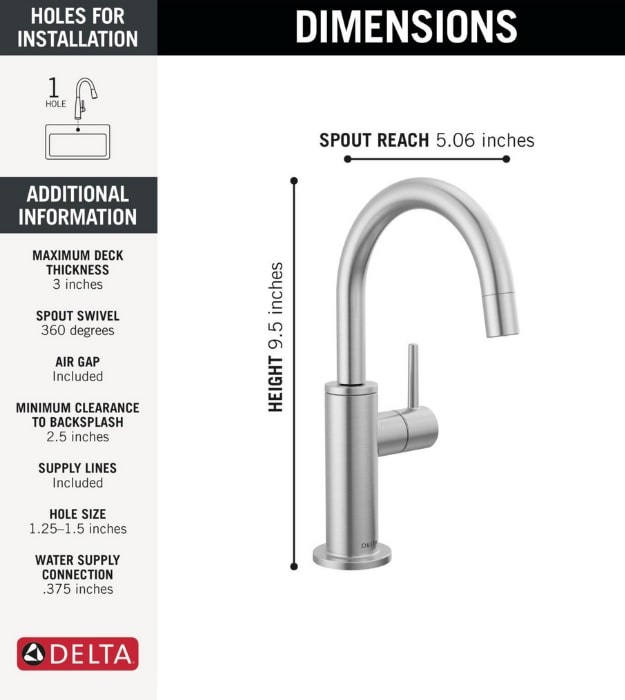 Delta Contemporary Round Beverage Faucet 1930 Series 17 Delta Contemporary Round Beverage Faucet 1930 Series - Image 6