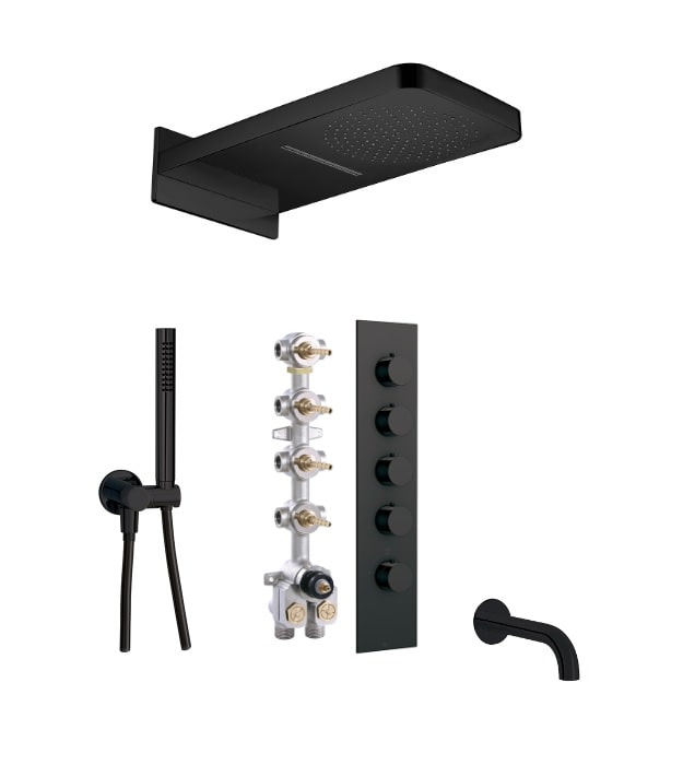 Aquabrass SR3495 Matte Black Custom Shower Kit