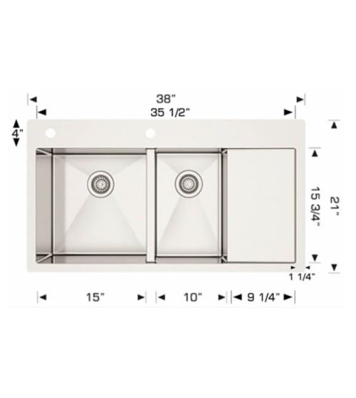 Bosco 202138 38"Drop In Kitchen Sink