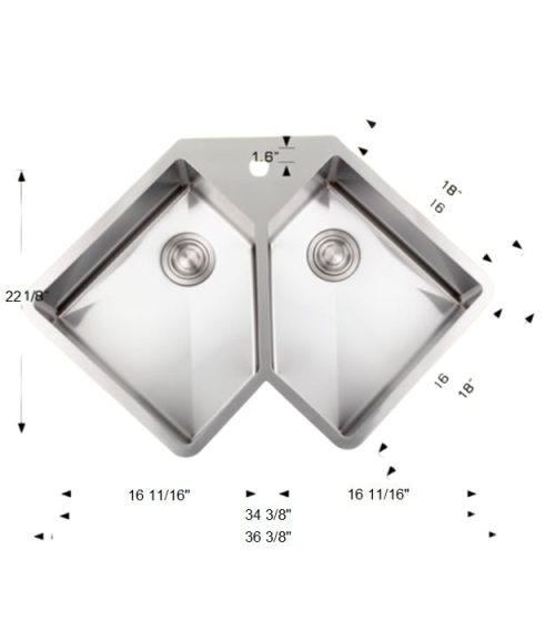 Bosco 203347 Plus 16 Gauge Kitchen Corner Sink