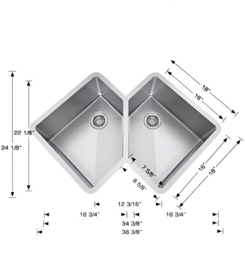 Bosco 203347U Plus Kitchen Corner Butterfly Sink