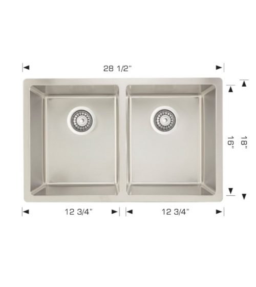 Bosco 207116 Standard Double bowl 28" Sink