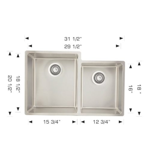 Bosco 207118 Stainless Steel 31" Kitchen Sink