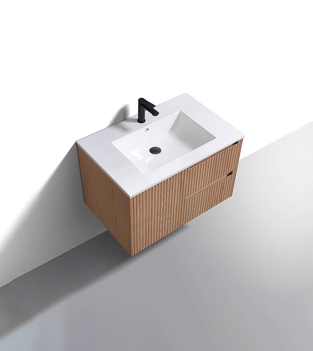 Fiore 32" Fluted Wall-Mount Vanity KSW32-Oakwood 6 Fiore 32" Modern Wall Mount Bathroom Vanity KSW32-Oakwood