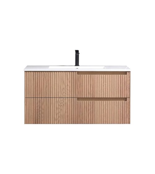 KubeBath Fiore 40” Wall-Mount Bathroom Vanity KSW40-Oakwood