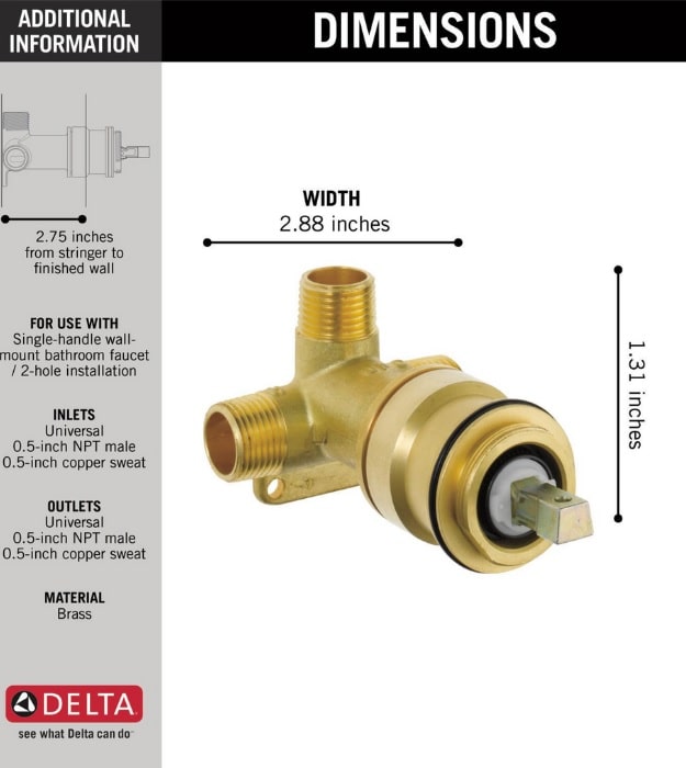 Delta R3510-WL Single Handle Wall Mount Rough 3 Delta R3510-WL Single Handle Wall Mount Rough - Image 2