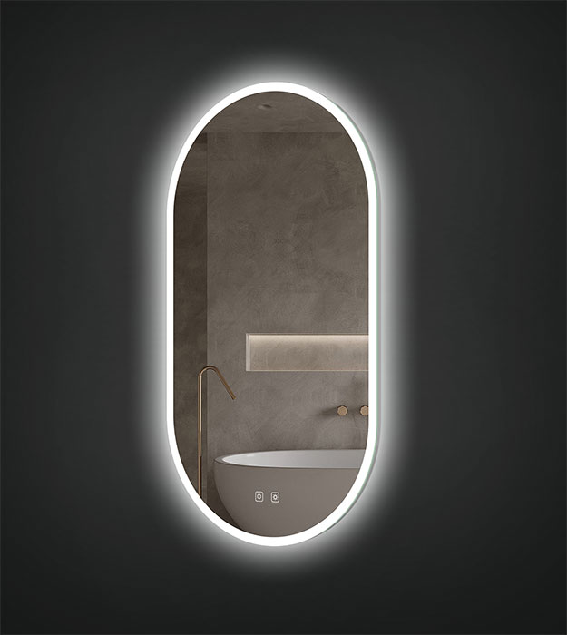 ICO Iris 20"x36" Oval Frameless LED Mirror II1120 9 The ICO Iris 20" W x 36" H Oval Frameless LED Mirror With Lighting II1120