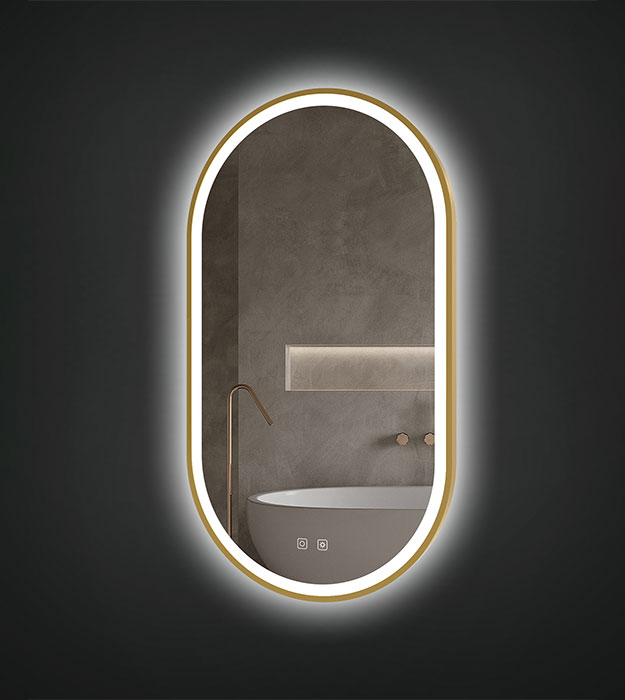 ICO Kiara 20" W x 36" H LED Mirror with Lighting IK1120 14 The ICO Kiara 20" W x 36" H Oval Framed LED Mirror with Lighting IK11