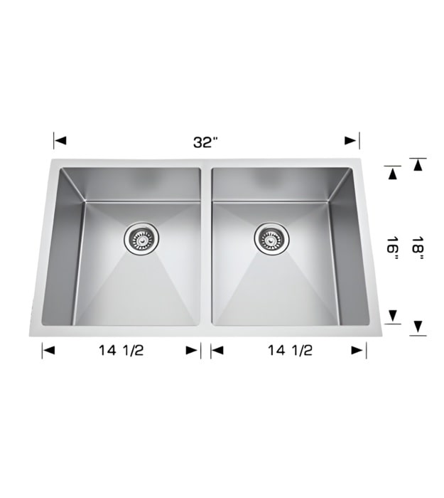 Bosco 208005 Plus 32" Undermount Kitchen Sink 16 Bosco 208005 Plus 32 Inch Undermount Double Bowl Kitchen Sink Stainless Steel min