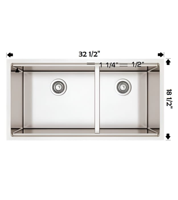Bosco 20M032 32" Double Bowl 16 Gauge Kitchen Sink 9 Bosco 20M032 32" Double Bowl 16 Gauge Kitchen Sink
