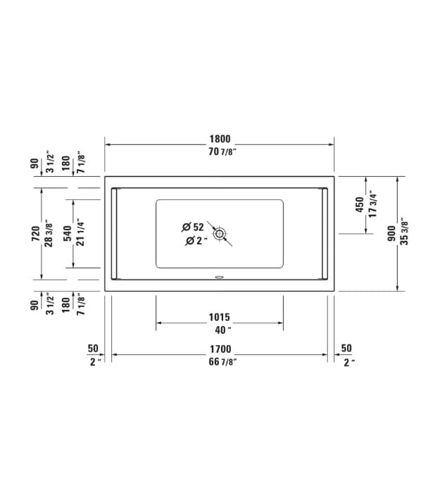 Duravit Starck Drop-in Bathtub 71"x36" 700339000000090 11 Duravit Starck Drop-in Bathtub 71"x36" 700339000000090 - Image 6