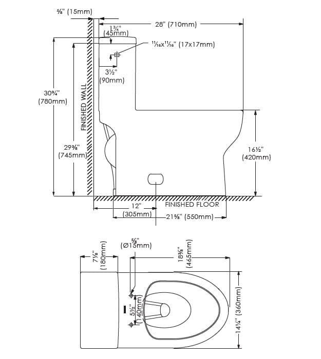 Contrac Eglinton TL-3100A-WL One Piece Toilet 4.8 Lpf 26 Contrac Eglinton TL-3100A-WL One Piece Toilet 4.8 Lpf - Image 5