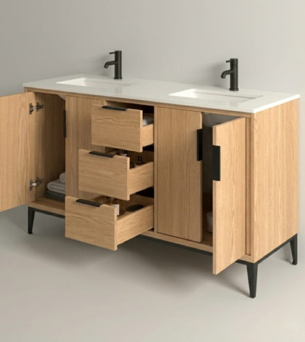 Kubebath Divani KD9960-OAKWOOD 60" Double Sink Vanity 7 Kubebath Divani KD9960-OAKWOOD 60" Double Sink Vanity - Image 2