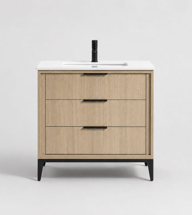 Kubebath Divani KD9936-OAKWOOD 36" Floormount Vanity 11 Kubebath Divani KD9936-OAKWOOD 36" Floormount Vanity - Image 4