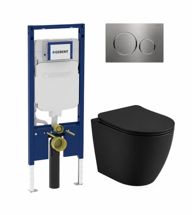 Custom Geberit Matte Black Wall Hung Toilet Kit Complete 8 Custom Geberit Matte Black Wall Hung Toilet Kit Complete - Image 3