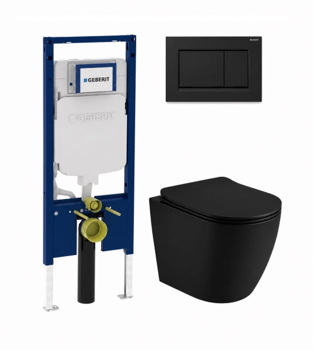 Custom Geberit Matte Black Wall Hung Toilet Kit Complete 9 Custom Geberit Matte Black Wall Hung Toilet Kit Complete - Image 4