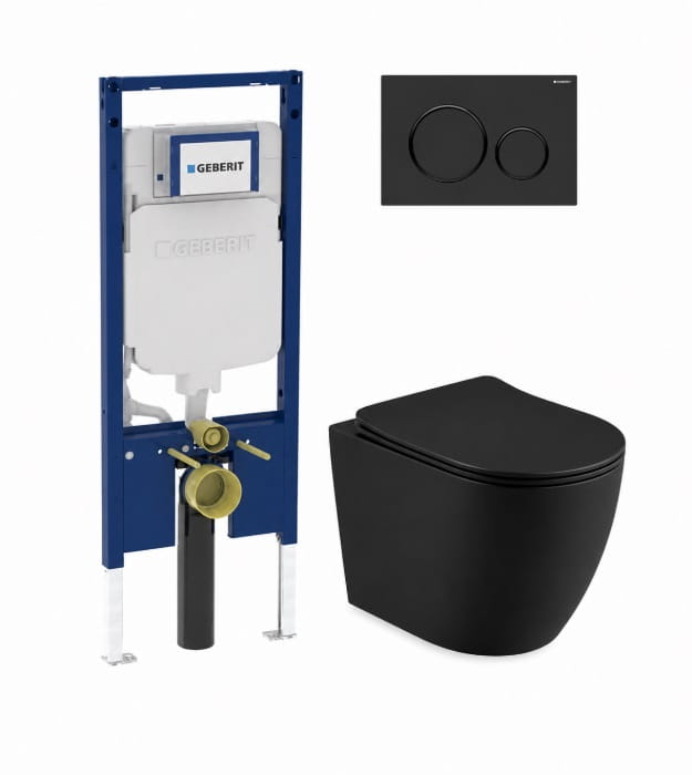 Custom Geberit Matte Black Wall Hung Toilet Kit Complete 7 Custom Geberit Matte Black Wall Hung Toilet Kit Complete - Image 2