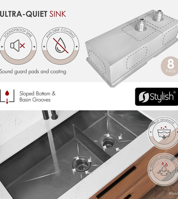 Stylish Onyxo33 S-733WNK 33" Graphite Workstation Sink 9 Stylish Onyxo33 S-733WNK 33" Graphite Workstation Sink - Image 6