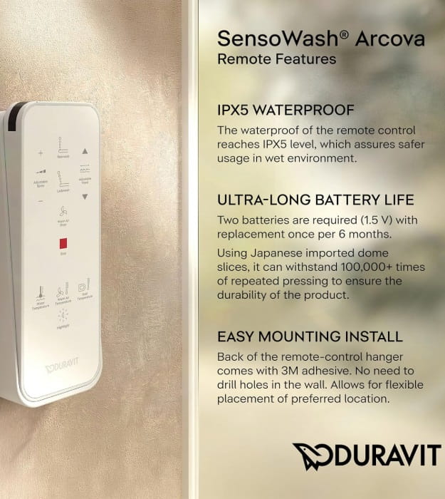 Duravit 600008000000000 SensoWash Arcova Shower Toilet Seat 12 Duravit 600008000000000 SensoWash Arcova Shower Toilet Seat - Image 7