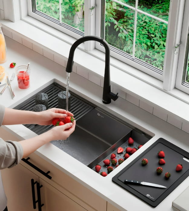 Stylish Onyxo33 S-733WNK 33" Graphite Workstation Sink 8 Stylish Onyxo33 S-733WNK 33" Graphite Workstation Sink - Image 5