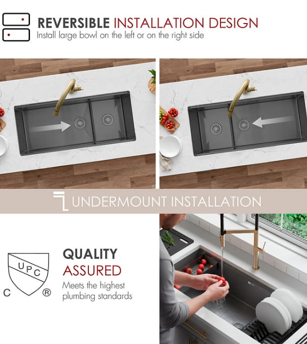 Stylish Onyxo42 S-742WNK 42" Graphite Workstation Sink 9 Stylish Onyxo42 S-742WNK 42" Graphite Workstation Sink - Image 6